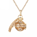 Médaillon diffuseur d'arômes doré avec pendentif aile serti de cristaux étincelants - Or Aile Balle Strass (25)
