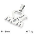 Polished silver stainless steel MOM heart pendant, size 15mm and weight 1g - Steel Color MOM Letter Combination Pendant (KP100676-Z)
