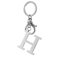 Polished silver stainless steel keychain featuring a bold serif capital letter H pendant - Alphabet H (现代简约H) / Steel