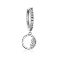 Silver copper earring set with zircon butterfly design and secure clasp closure - EP2778 Butterfly Hoop White Gold Plated
