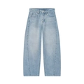 Light blue mid-rise wide leg jeans with vintage washed denim and five-pocket style - XS / Light Blue