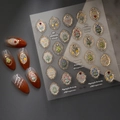 Stickers ongles 5D relief vintage avec cadres dorés et motifs floraux Co-161 - Style Floral avec Cadre Doré et Insectes de Cour (CO-161)