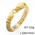 Hip hop men's gold plated stainless steel snake head bracelet with iced out crystals - Gold Snake Ouroboros Style (KB169941-KJX)