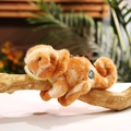 Cute orange and white chameleon plush toy lizard lying on a wooden branch decor - Brown / 20cm