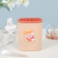 Pink cartoon pen holder with dual compartments for desk organization and makeup brushes - Girls