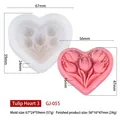 Stampo in silicone a cuore con tulipani per sapone e gesso fai-da-te, modello bianco GJ-055 - Cuore d'Amore del Tulipano 3