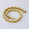Men's bold Byzantine chain necklace in gold-plated stainless steel with lobster clasp - 12mm / Necklace 60cm / Gold