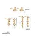 Detailed size chart for 18K gold-plated earring set featuring sparkling cubic zirconia - Triangle Zircon 3 Pairs Set