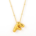 Gold plated bubble letter F pendant necklace with a sleek polished finish for women - Gold - F