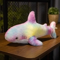 Rainbow tie-dye shark plush toy with soft colorful fabric and embroidered details - 30cm / Colorful Tie Dye 1