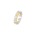 Silver ring with alternating yellow and white triangle-cut cubic zirconia stones - Platinum Tone-Yellow & White Zirconia