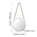 Minimalist round wall mirror with hemp rope handle in small size 20cm diameter - Hemp Rope Mirror - Small / Diameter 20cm