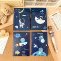 Set of four mini space themed notebooks featuring cute astronaut and planet illustrations - Space Exploration