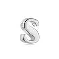 Polished S925 sterling silver S-letter heart pendant with reflective finish - White Gold DY130023 (S)