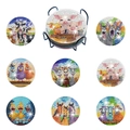 DIY Diamond Painting Coaster Set with 8 Cartoon Animal Designs and Metal Holder - Cartoon Farm Animals Style And Holder