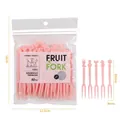 50-piece set of pink cartoon plastic fruit forks for desserts and snacks 85mm length - Bag Pack/50Pcs / Pink