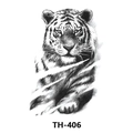 Waterproof temporary tattoo sticker with black and white tiger sketch design, style TH-406 - Th-406 / 210*148mm
