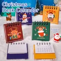 2025 Christmas mini desk calendar with snowman and reindeer cartoon designs - Christmas Mini Desk Calendar 1pc