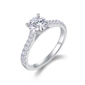 Bague élégante en argent sterling S925 avec grand diamant de laboratoire rond - Taille US 5 / Bague Moissanite Quatre Griffes