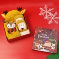 Kids yellow reindeer knit hat, scarf, and gloves set in a festive Christmas gift box - Ginger 3-Piece Set (With Christmas Box)