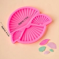 Pink fan shaped silicone fondant mold measuring 7.7cm by 4.1cm for cake decoration - Silicone Mold Quad Fan