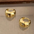 French vintage style thick gold 925 silver needle huggie hoop earrings for women - Gold Thickened Arc Hoop (E012)