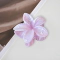 Elegant purple and white marble plumeria flower hair claw clip with glossy finish - Pink Ink Pattern 8cm