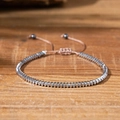 Adjustable street style bracelet set featuring metallic hematite beads and brown cord - 25121101-Style 2 Light Brown Faceted