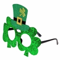 Occhiali a quadrifoglio verdi glitterati con cappello da leprechaun per San Patrizio - Solo Cappello