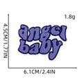 Macro shot of embroidered angel baby letter patch with dimensions and weight specs - Angel Baby Patch 9#