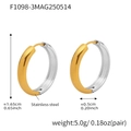 Polished two-tone stainless steel hoop earrings in gold and silver finish - Two-tone (F1098-3)