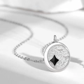 S925 sterling silver star and moon pendant necklace with black star detail for couples - Star River Couple Necklace Men-Round Black Star
