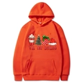 Bright orange Christmas hoodie with 'Tis The Season print and kangaroo pocket - Orange