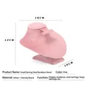 Expositor de joyas busto de terciopelo rosa para collares y pendientes 16x12cm - Busto de collar pequeño con agujeros para aretes