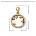 Macro shot of gold stainless steel star pendant with shell inlay and rhinestone detail - Star Moon Rhinestone Shell Style YF222