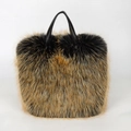 Borsa a mano in finta pelliccia sfumata marrone e nera con manici in pelle - Giallo Con Punte Colorate
