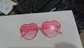 Pink heart-shaped sunglasses with glitter frame and gold bee details for kids - Pink Frame Pink Lens