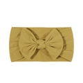 Soft mustard yellow nylon baby headband featuring a large bow knot for hair accessories - Mustard Yellow