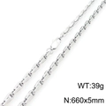 Classic silver bamboo chain necklace in polished stainless steel, 660x5mm size - Silver Anchor Link Style (KN295405-KFC)