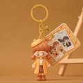 Porte-clés mignon fille de dessin animé orange-brun avec pendentif poupée 3D PVC - Emballage Sac OPP Indépendant / Style coréen pour couple (café, femme)