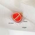 Red enamel apple fruit slice pendant charm in 14K gold plated metal for jewelry making - 14K Gold (Pomegranate)