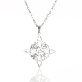 Silver stainless steel Celtic Witches Knot pendant necklace on a clean white background - Steel