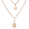 Collar de doble capa en oro rosa con eslabones de clip y colgantes de estrella - Oro Rosa (KN230247-KFC)