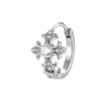 Orecchino a cerchio con croce d'argento e micro zirconi in stile minimalista chic - Polsino dell'orecchio Bianco (Pezzo Singolo)