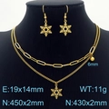 Goldenes Weihnachts-Schneeflocken-Schmuckset mit mehrlagigen Halsketten und Ohrringen - Goldenes Schneeflocken Halskette Ohrringe Set (KS198113-Z)