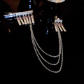 Orecchini a fiore argento con cristalli rosa e nappe metalliche a cascata - 7# Clip per orecchio - Nappa a catena argento-rosa
