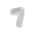 Silver finish number 7 balloon style bubble bead charm pendant made of brass metal - Number 7 Pendant / White Gold