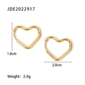 Especificaciones de tamaño para pendientes de corazón en oro de 18k de 1,8 cm por 2,0 cm - Corazón / Dorado
