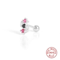 925 sterling silver helix piercing featuring red and black cubic zirconia stones - Three-Stone Curved Style (G60202395067) / White Gold
