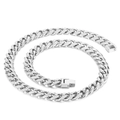 Polished silver stainless steel 10mm Cuban link chain necklace with square clasp - Steel Color Necklace (KN225394-Z) / 45cm